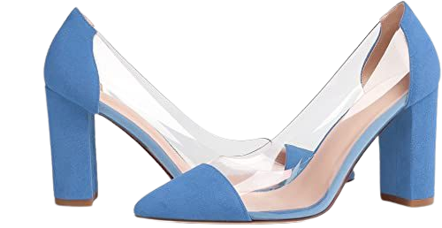 Amazon.com | Eldof Women's 3.14" Pointed Toe Clear Pumps Chunky Heels Pumps Party Wedding Dress Shoes | Pumps
