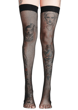 Black Fishnet Thigh High Tights | Dolls Kill