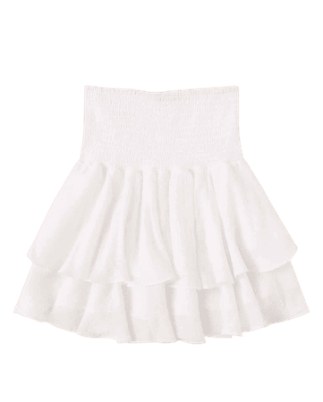 Smocked High-Rise Flounce Mini Skirt | SHEIN UK