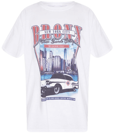White Vintage Police Print Oversized T Shirt | PrettyLittleThing USA