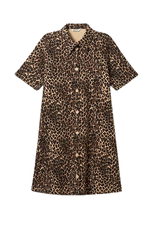 Short Sleeve Shirt Dress - Leopard - Monki WW