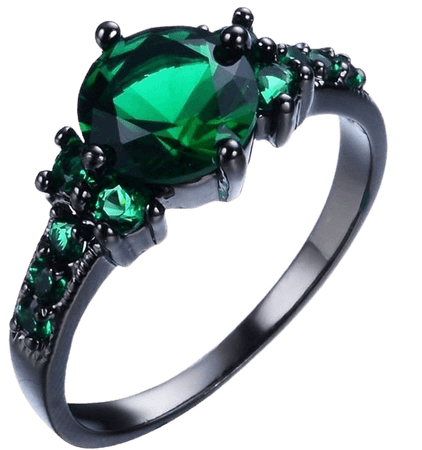 Emerald & Black Diamond Wedding Ring