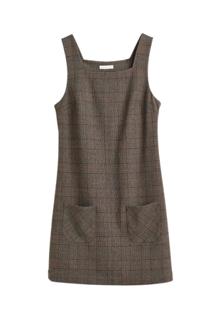 Sleeveless Dress - Dark beige/plaid - Ladies | H&M US