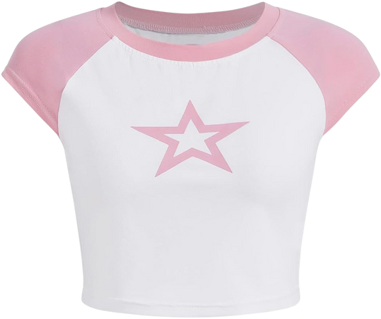 SweatyRocks Women's Graphic Print Round Neck T Shirt Short Sleeve Crop Tee Tops Mushroom Brown M at Amazon Women’s Clothing store