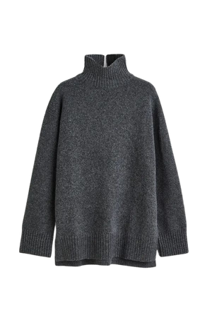 Oversized Turtleneck Sweater - Dark gray - Ladies | H&M US