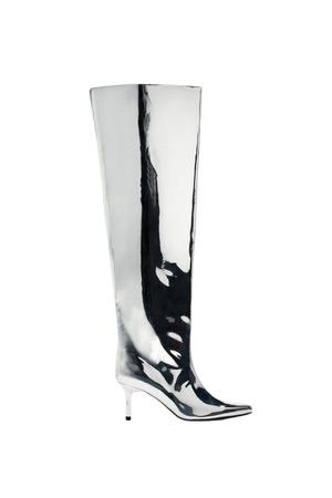 METALLIC OVER THE KNEE BOOTS - Silver | ZARA United States