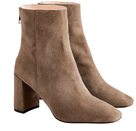 J.Crew: Suede Block-heel Ankle Boots For Women cream