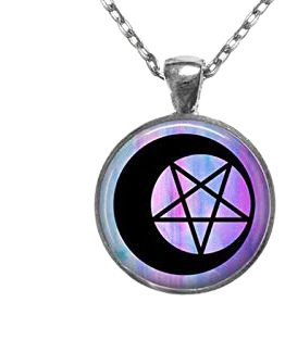 Pastel Goth Pentagram Moon Necklace
