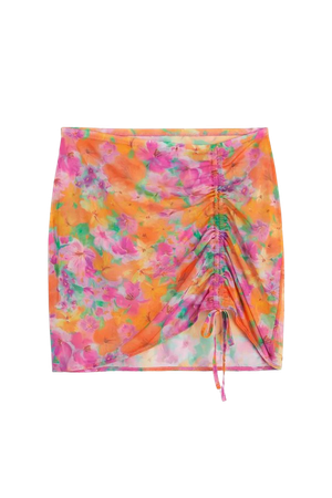 Short Drawstring-detail Beach Skirt - Light pink/Floral - Ladies | H&M US
