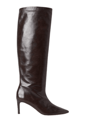 Knee-high Leather Boots - Brown