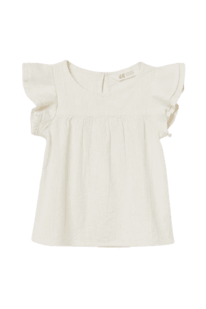 Cotton Blouse - Natural white/seersucker - Kids | H&M US