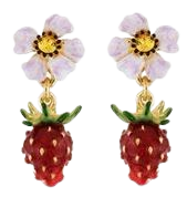 Red Strawberry and White Flower Earrings - Pinterest