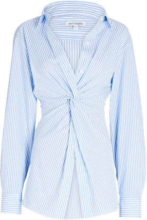 Luel Studio Anya Twist-Front Poplin Shirt In Blue | INTERMIX®
