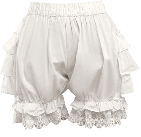 Amazon.com: Hugme Cute White Cotton Lolita Bloomers Layered Ruffles Embroidery Lace Trim: Clothing