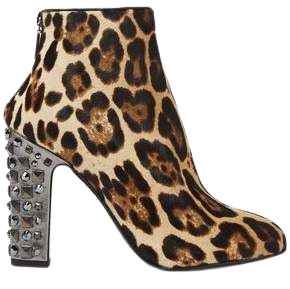 Embellished Leopard-print Calf Hair Ankle Boots