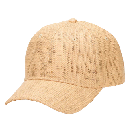 Woven Raffia Ball Cap With Leather Adjustable Back