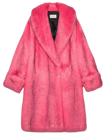 Oversize pink faux fur coat