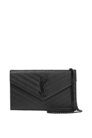 Monogramme Mini Quilted Textured-leather Shoulder Bag - Black