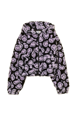 Oversized Faux Fur Jacket - Purple/Smiley - Ladies | H&M US