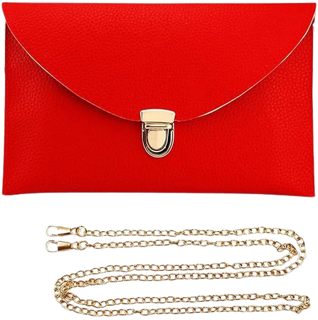 Amazon.com: GEARONIC Clutch Purses, PU Leather Evening Envelope Clutch Handbags Womens Crossbody Bag with Chain Strap Red : Clothing, Shoes & Jewelry