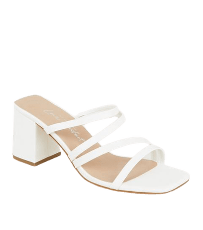 White Leather-Look Strappy Block Heel Mules | New Look