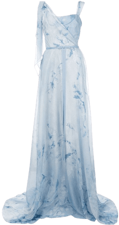 Marchesa Notte, floral asymmetric gown