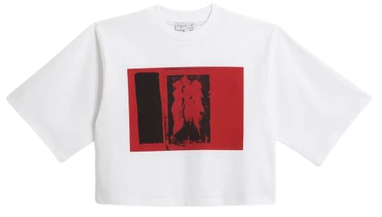 white cotton Yoko t-shirt with artist Rafael Grey | agnès b.