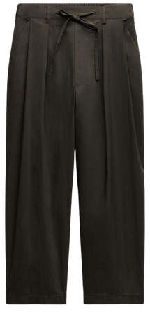 ZW COLLECTION PLEATED DRAWCORD PANTS - Dark khaki | ZARA United States