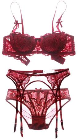 Bonnie Bra Panty Lingerie Set (Red) – Petite Cherry