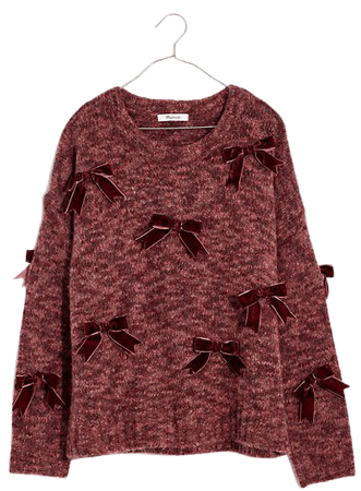 Velvet Bow Pullover Sweater
