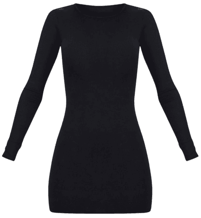 black basic ribbed dress