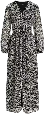 Floral V-neck Long Sleeve Twist Front Maxi Dress | Express