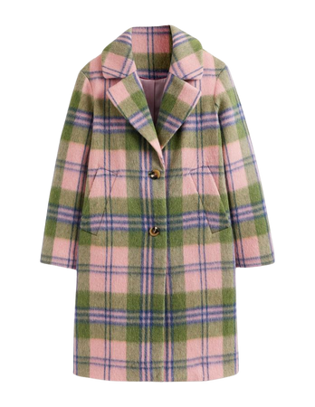 Relaxed-Fit Checked Coat - Pink Check | Boden US