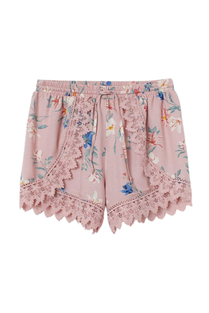 Lace-trimmed Shorts - Pink