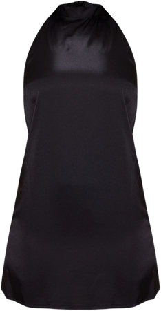 Black Halterneck Satin Bodycon Dress | PrettyLittleThing USA