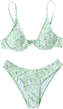 SweatyRocks Women's Sexy Bathing Suits Spaghetti Strap Floral Bikini Set Underwire Swimsuit : Clothing, Shoes & Jewelry