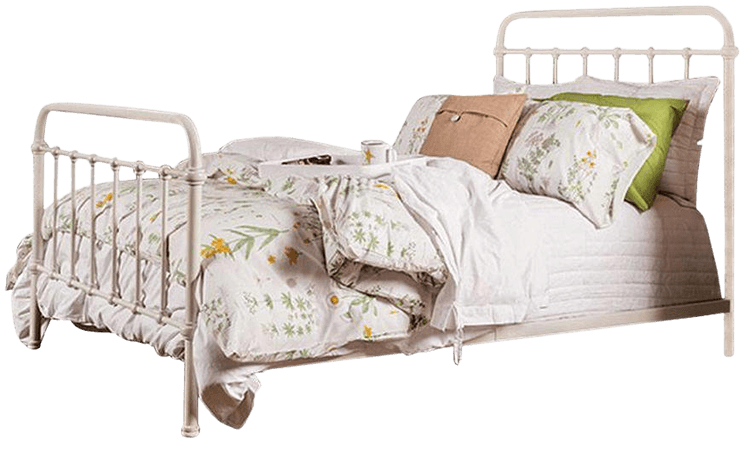 Contemporary Metal Twin Bed in Vintage White – English Elm