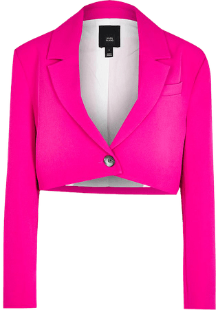 Pink cropped blazer | River Island