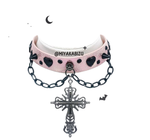 ORNATE CROSS collar choker with chain pastel goth gothic | Etsy