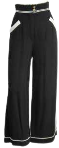 1990s Black Chanel High waisted Wide leg Pants