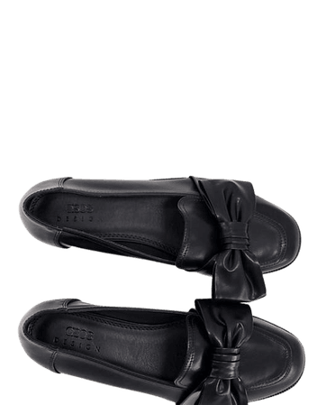 ASOS DESIGN Wide Fit Mentor bow flat shoes in black | ASOS