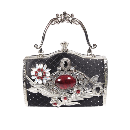 Bejeweled Black Satin Handbag Small Purse Designer SALI | Etsy