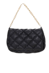 Black Square Quilted Gold Chain Shoulder Bag | PLT