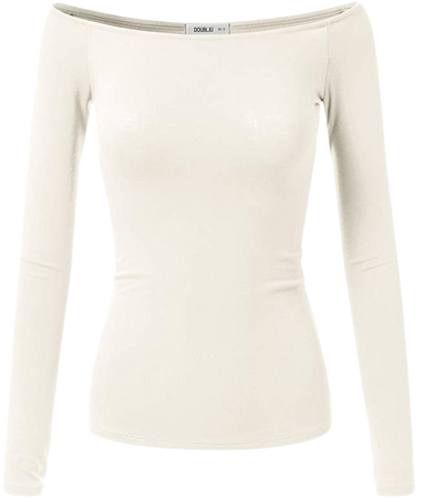Cream Off-The-Shoulder Long-Sleeve Shirt