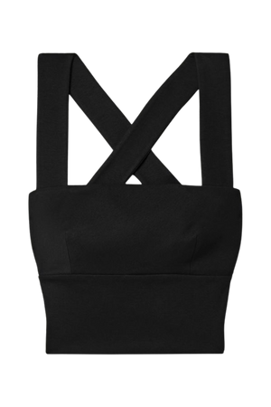 Black Cropped stretch-jersey top | Rosetta Getty | NET-A-PORTER