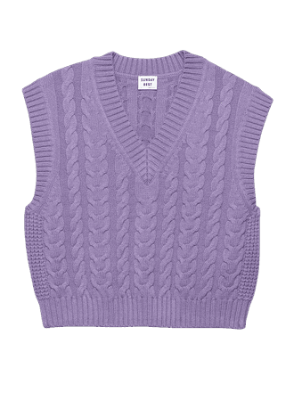 purple cable knit sweater vest