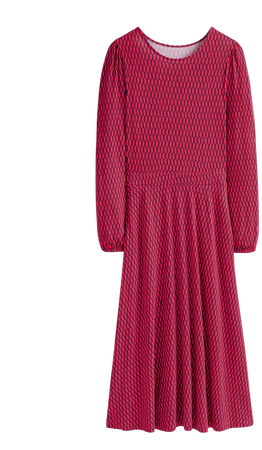 Camille Jersey Midi Dress - Brilliant Red, Block Tile | Boden US