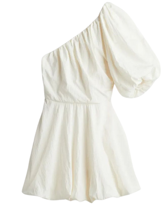 One-shoulder Bubble-hem Dress - White - Ladies | H&M US
