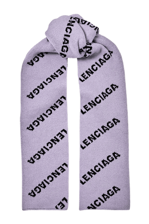 Lilac Logo-intarsia wool-blend scarf | Balenciaga | NET-A-PORTER