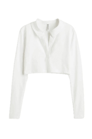 Collared Crop Top - White - Ladies | H&M US